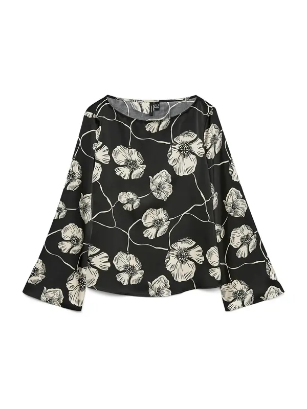 Vero Moda VERO MODA Bluza 'VMELENA'  ecru/prljavo bijela / crna