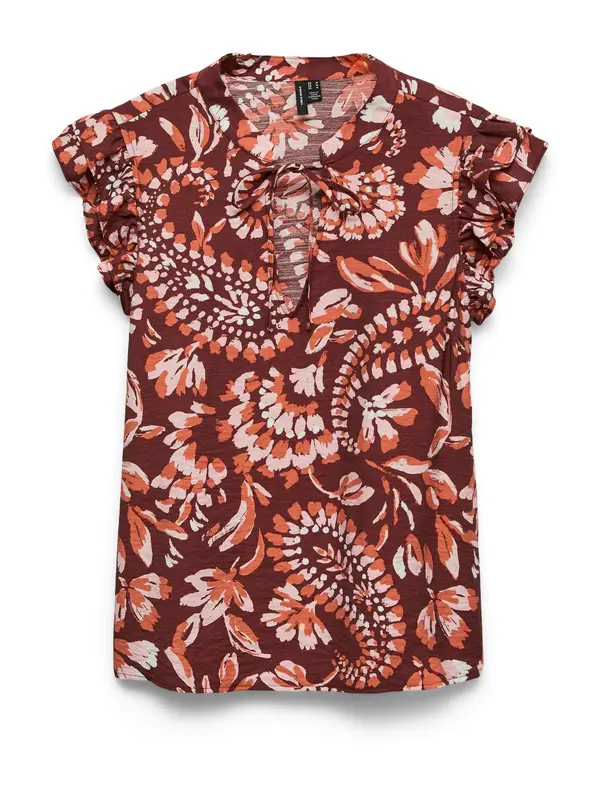 Vero Moda VERO MODA Bluza 'VMNELLIE CARLA'  ciglasto crvena / rosé / bordo / bijela