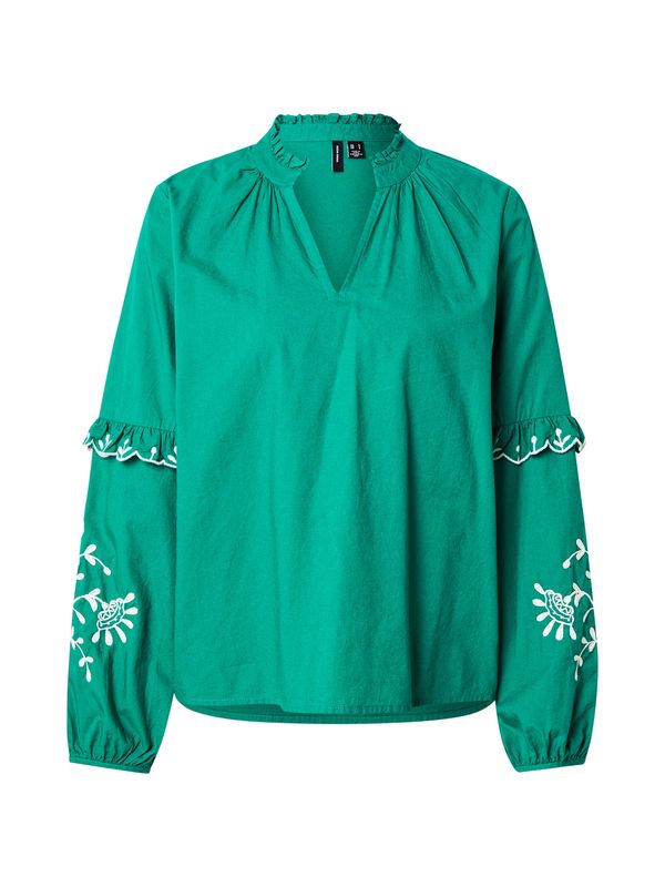 VERO MODA VERO MODA Bluza 'VMNOEL'  smaragdno zelena / bijela