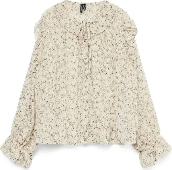 Vero Moda VERO MODA Bluza 'VMPETRA'  ecru/prljavo bijela / smeđa / crna