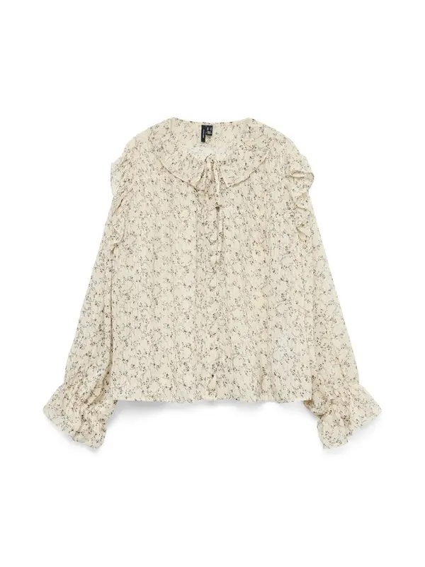 Vero Moda VERO MODA Bluza 'VMPETRA'  ecru/prljavo bijela / smeđa / crna