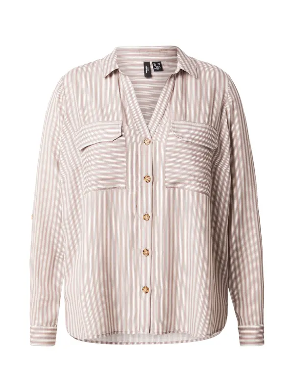 Vero Moda Vero Moda Curve Bluza 'VMBumpy'  taupe siva / bijela