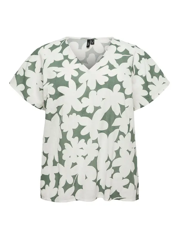 Vero Moda Vero Moda Curve Bluza 'VMCDICTHE'  smaragdno zelena / prljavo bijela