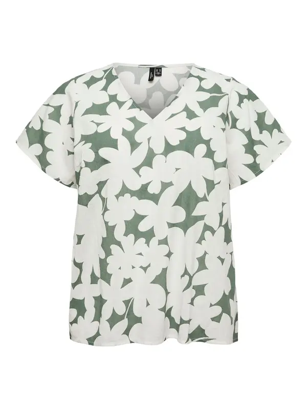 Vero Moda Curve Vero Moda Curve Bluza 'VMCDicthe'  smaragdno zelena / prljavo bijela