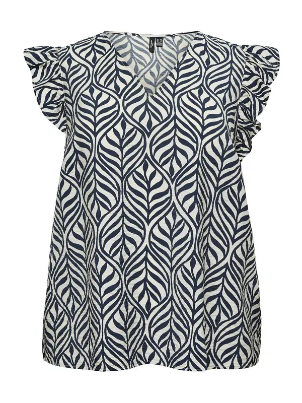 Vero Moda Vero Moda Curve Bluza 'VMCJOSIE'  ecru/prljavo bijela / mornarsko plava