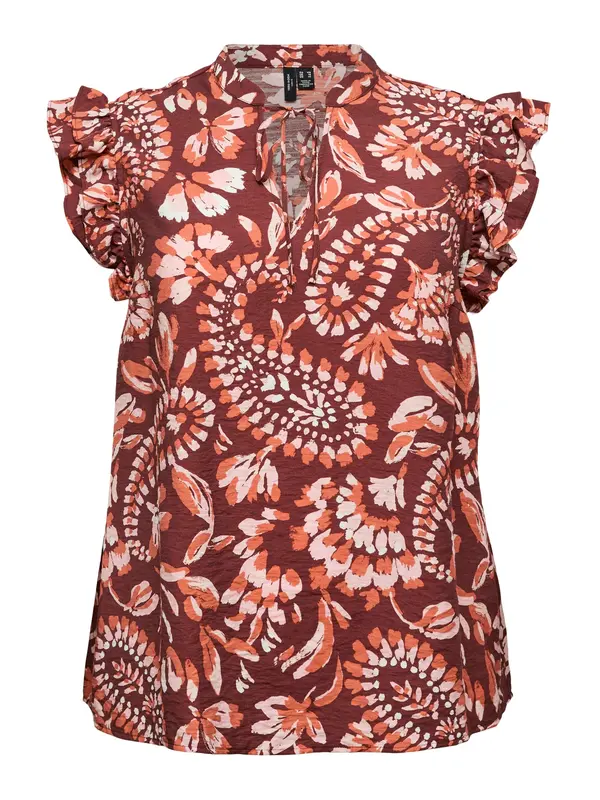 Vero Moda Vero Moda Curve Bluza 'VMCNELLIE CARLA'  boja pijeska / kestenjasto smeđa / rosé / svijetlocrvena