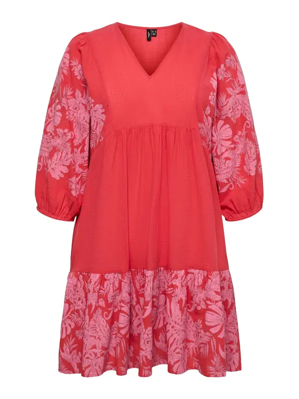 Vero Moda Curve Vero Moda Curve Haljina 'VMTIPPE TROPA'  trešnja crvena / lubenica roza