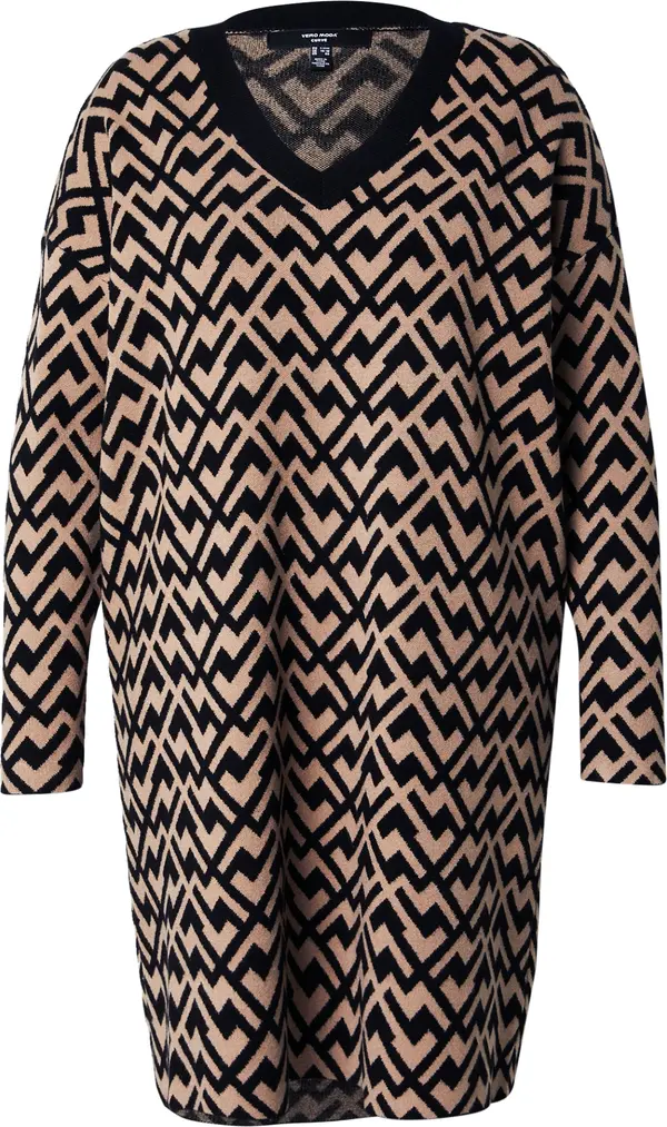 Vero Moda Vero Moda Curve Pletena haljina 'VMCARIA'  bež / crna