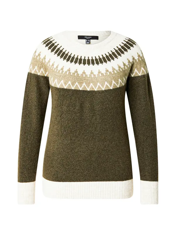 Vero Moda Vero Moda Curve Pulover 'VMCSIMONE'  kaki / sivkasto zelena / bijela