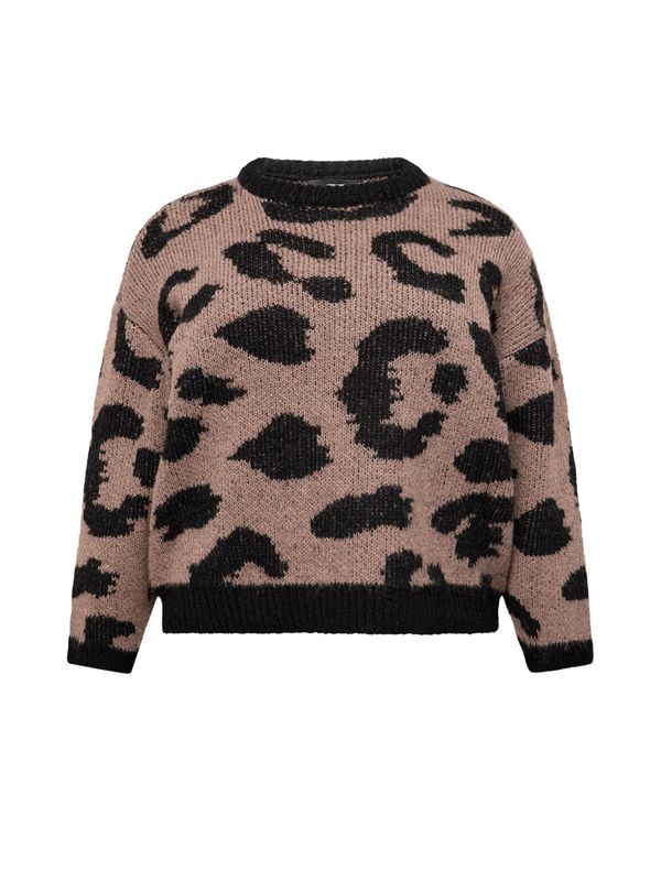 Vero Moda Curve Vero Moda Curve Pulover 'ZELMA'  svijetlosmeđa / crna