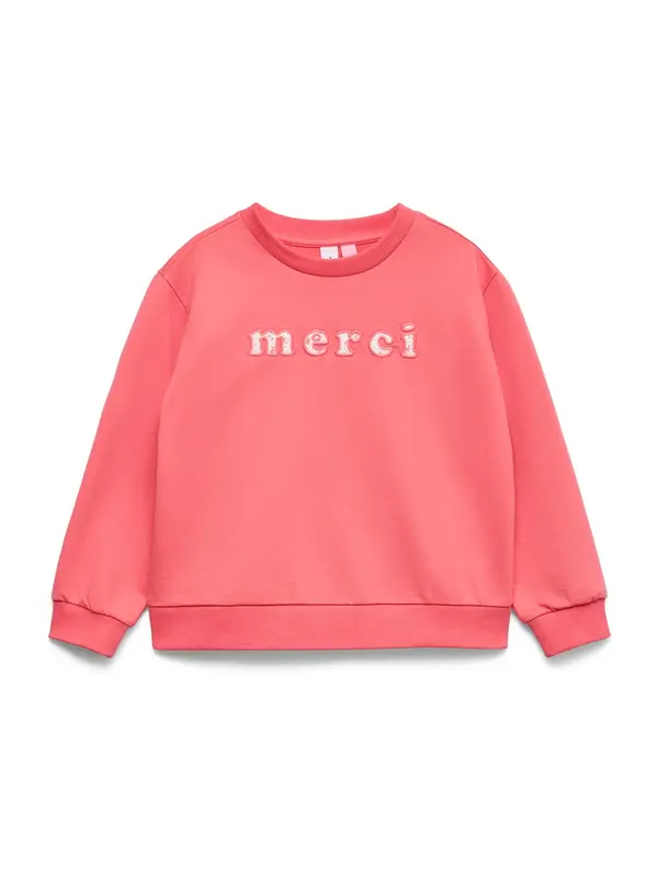Vero Moda Girl Vero Moda Girl Sweater majica 'VMLINE NINA'  koraljna / bijela