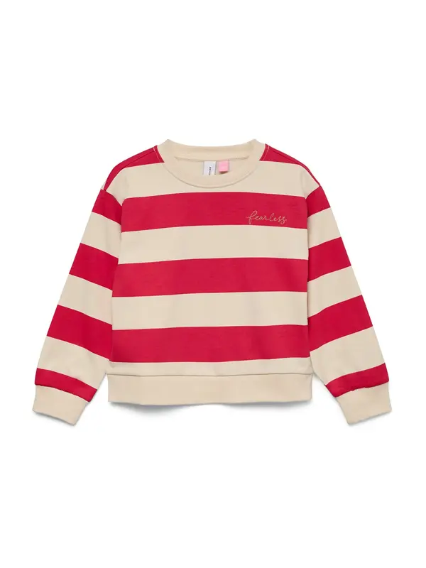 Vero Moda Girl Vero Moda Girl Sweater majica 'VMVIOLA BEA'  ecru/prljavo bijela / krvavo crvena