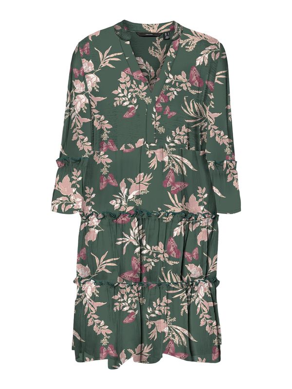 VERO MODA VERO MODA Haljina 'EASY JOY'  tamno zelena / roza / ružičasto crvena / bijela