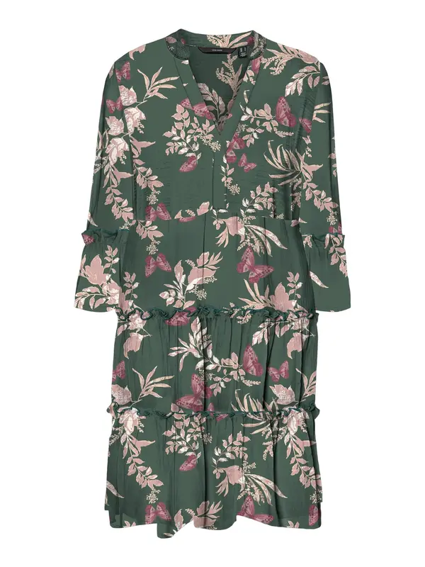 VERO MODA VERO MODA Haljina 'EASY JOY'  tamno zelena / roza / ružičasto crvena / bijela