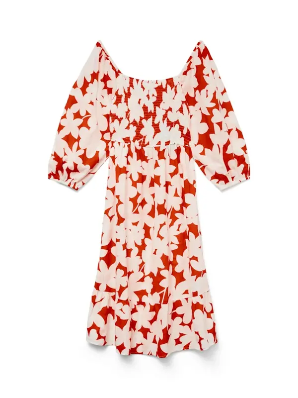 VERO MODA VERO MODA Haljina 'VMDicthe'  vatreno crvena / prljavo bijela