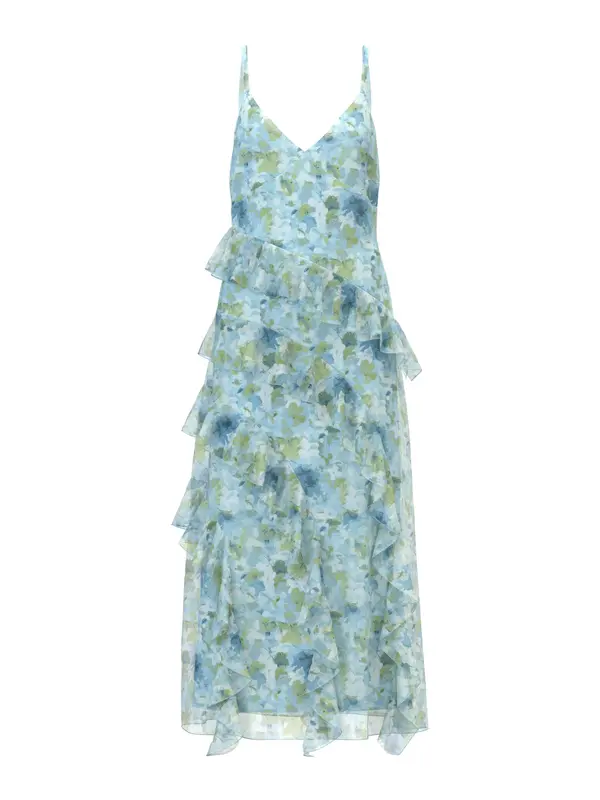 Vero Moda VERO MODA Haljina 'VMSMILLA'  svijetloplava / maslinasta / prljavo bijela