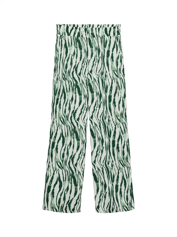 VERO MODA VERO MODA Hlače 'VMCHERIE'  tamno zelena / prljavo bijela