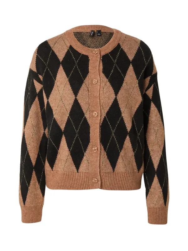 Vero Moda VERO MODA Kardigan 'VMBILLE'  svijetlosmeđa / zlatna / crna