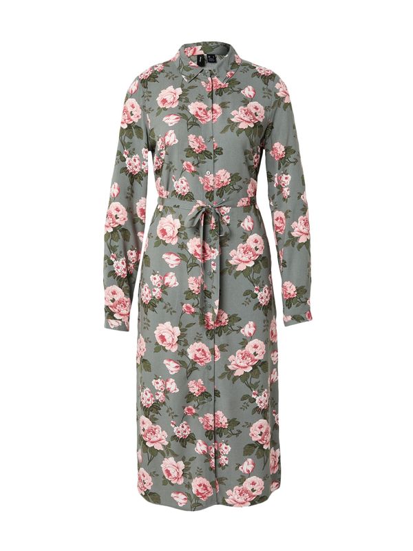 VERO MODA VERO MODA Košulja haljina 'EASY JOY'  zelena / tamno zelena / ružičasta / bijela