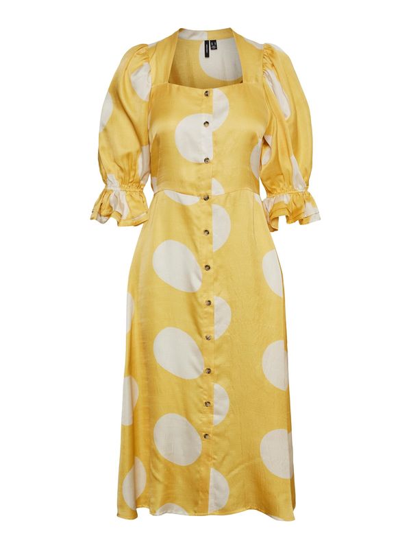 VERO MODA VERO MODA Košulja haljina 'Filuca'  svijetložuta / bijela