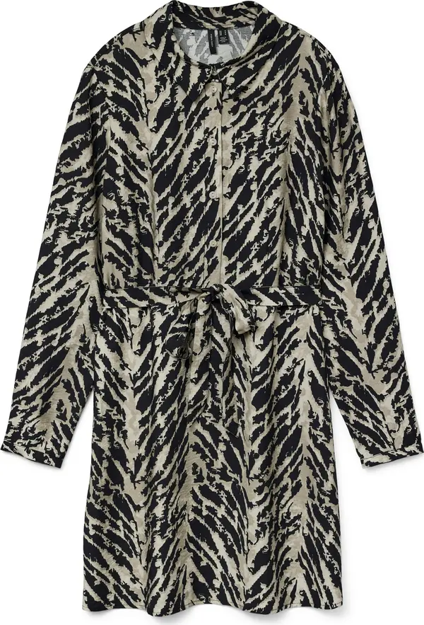Vero Moda VERO MODA Košulja haljina  sivkasto bež / tamno bež / crna