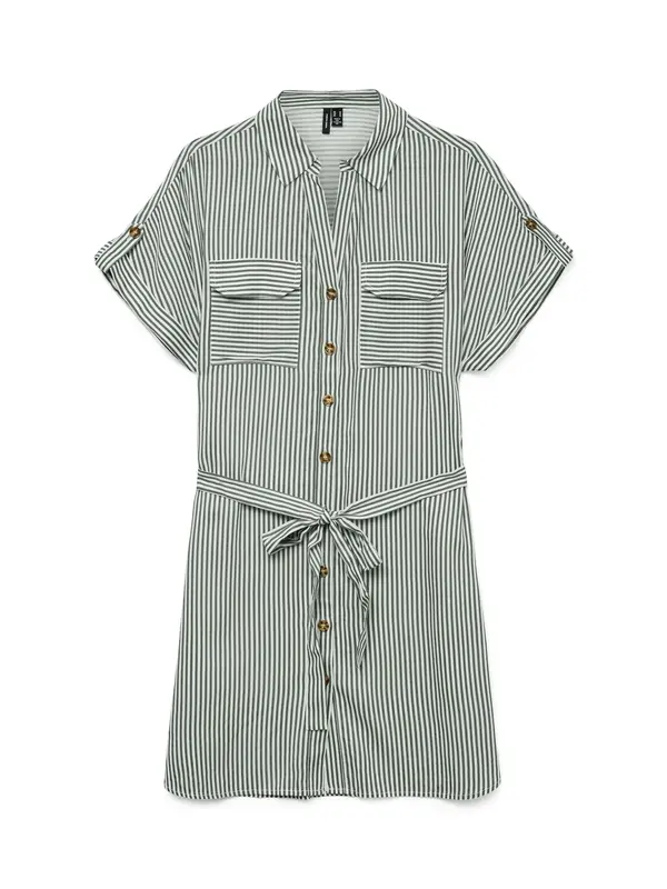 Vero Moda VERO MODA Košulja haljina 'VMBumpy'  tamno zelena / bijela