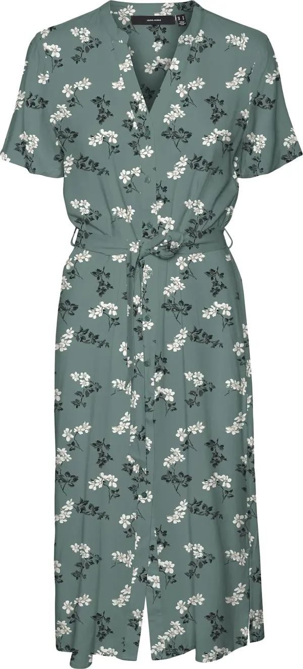 Vero Moda VERO MODA Košulja haljina 'VMVica'  tamo siva / tamno zelena / bijela