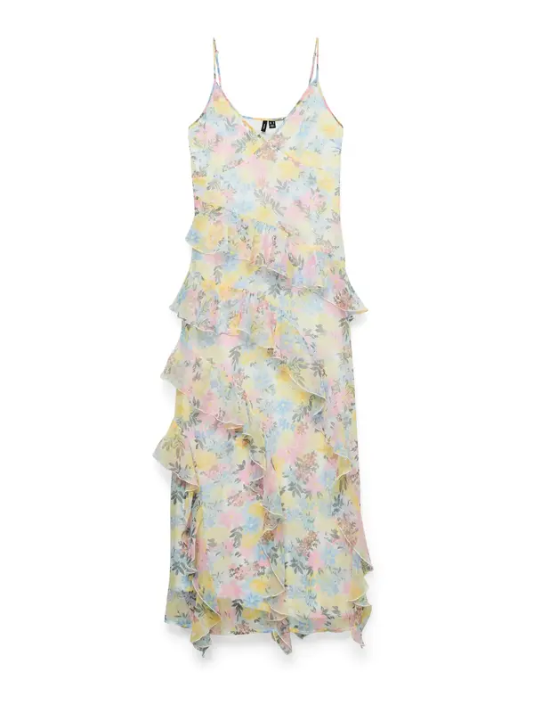 Vero Moda VERO MODA Ljetna haljina 'VMSMILLA'  svijetložuta / tamno zelena / roza / bijela