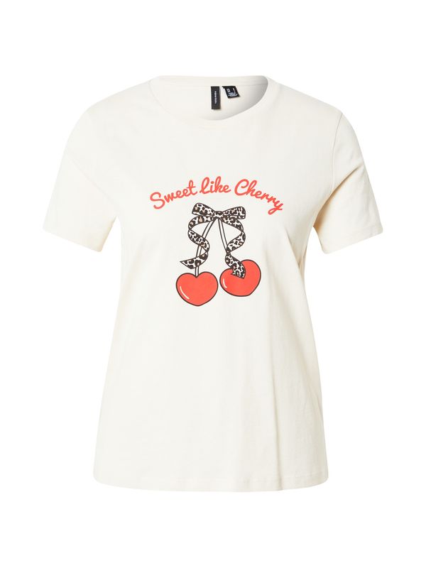 VERO MODA VERO MODA Majica  bež / smeđa / narančasto crvena / crna