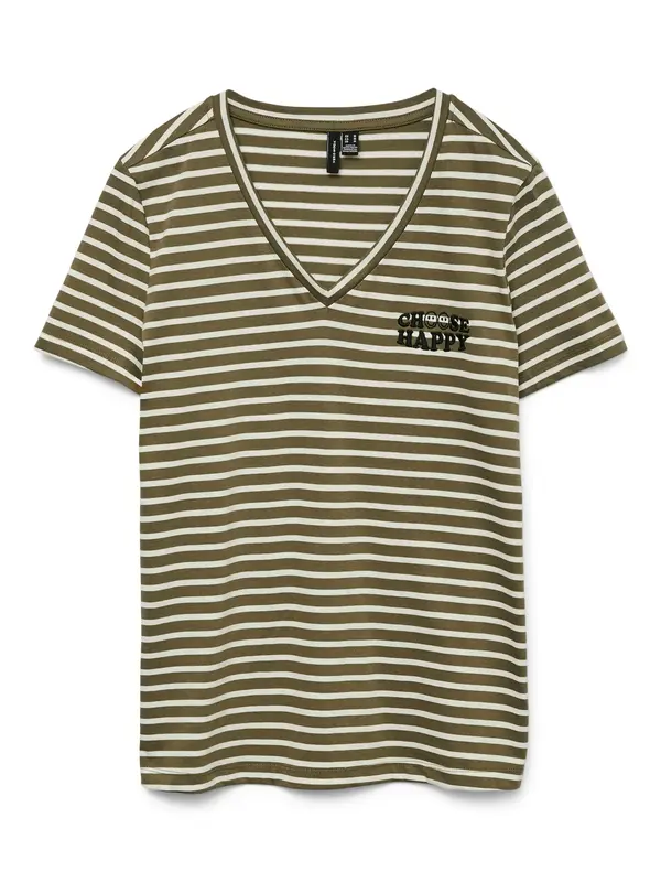 Vero Moda VERO MODA Majica  maslinasta / crna / bijela