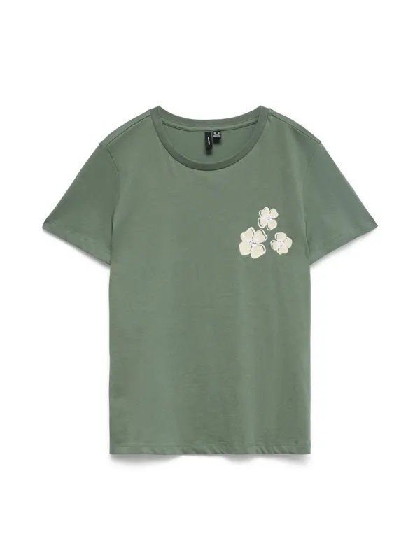 VERO MODA VERO MODA Majica  pijesak / tamno zelena / bijela