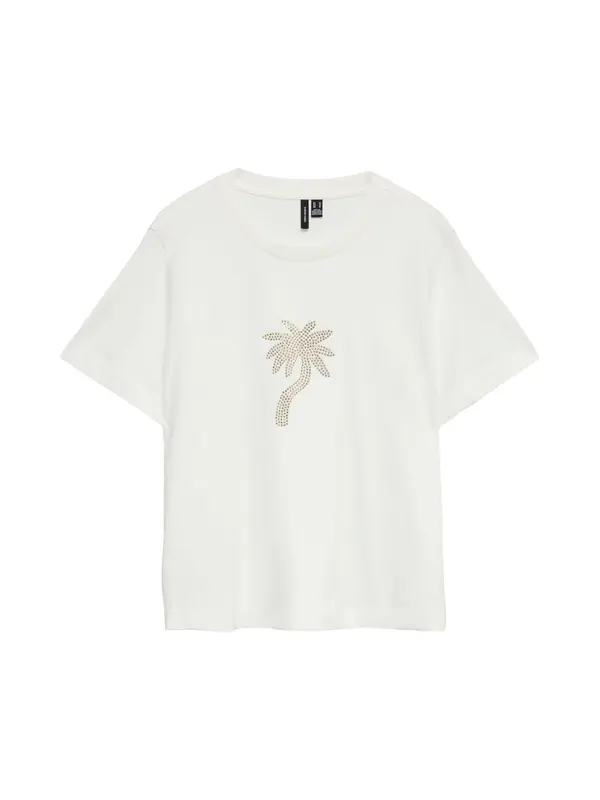 Vero Moda VERO MODA Majica 'VMPALMA METTE'  zlatna / bijela