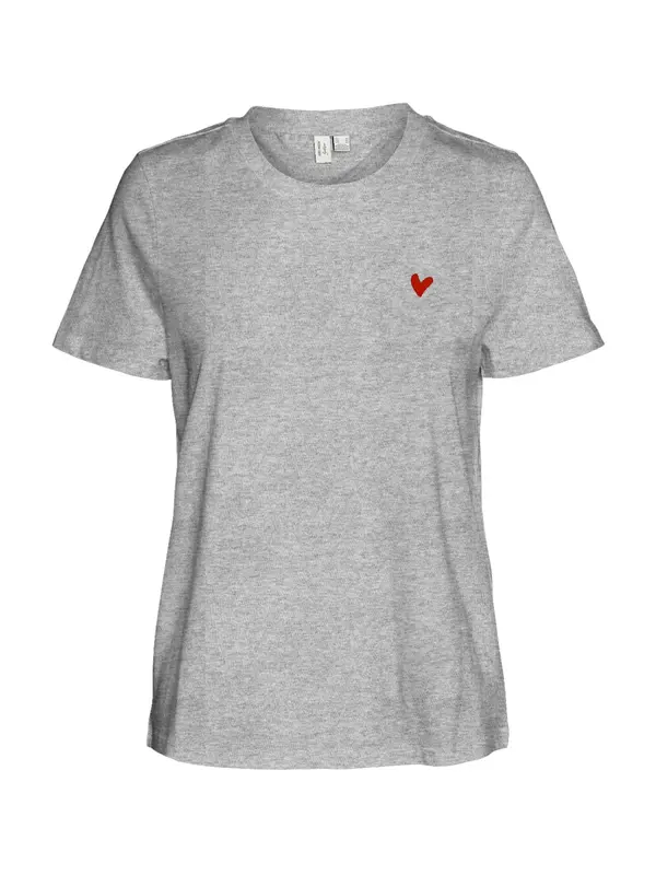 Vero Moda VERO MODA Majica 'VMVIVA'  siva melange / svijetlo crvena