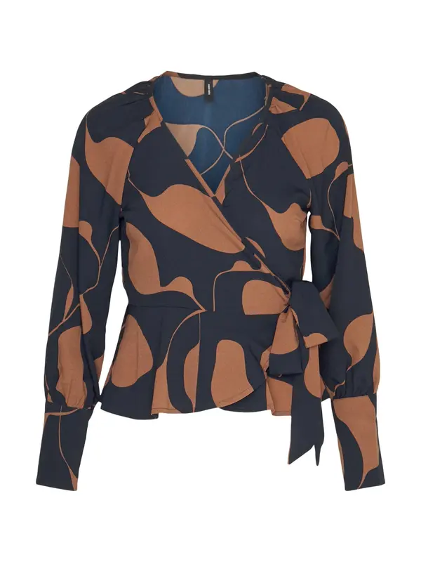Vero Moda Petite Vero Moda Petite Bluza 'VMLYDIA'  tamno bež / noćno plava