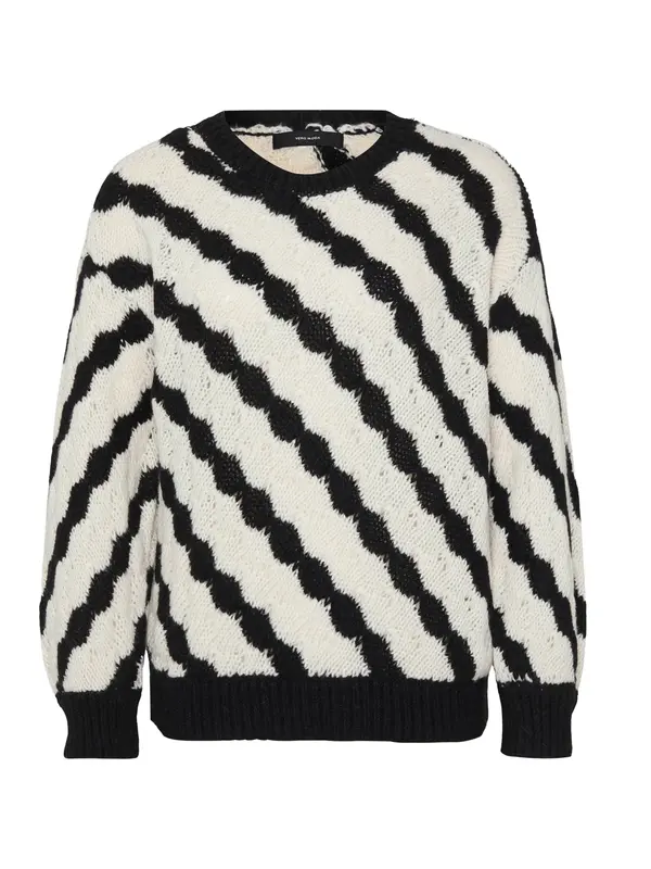 Vero Moda Petite Vero Moda Petite Pulover 'VMBUBLY'  crna / bijela