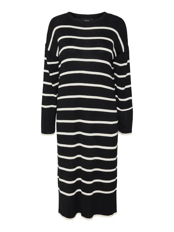 VERO MODA VERO MODA Pletena haljina 'Joana'  crna / vuneno bijela