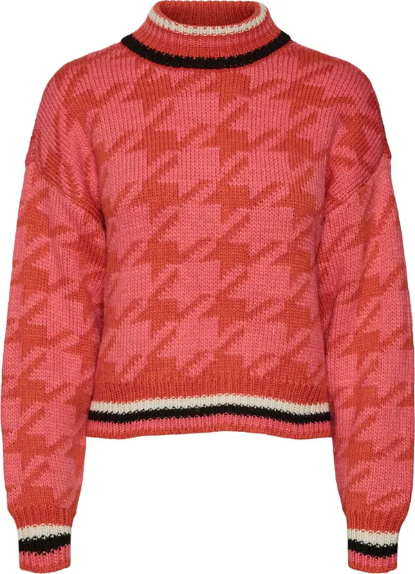 Vero Moda VERO MODA Pulover 'Alecia'  vatreno crvena / lubenica roza / crna / bijela