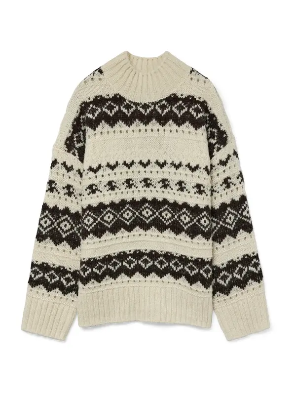 Vero Moda VERO MODA Pulover 'AMPLE'  ecru/prljavo bijela / čokolada / antracit siva