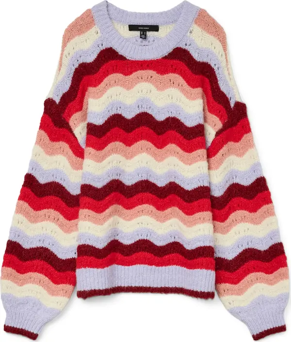 Vero Moda VERO MODA Pulover 'DOJA'  nebesko plava / crvena / burgund / bijela