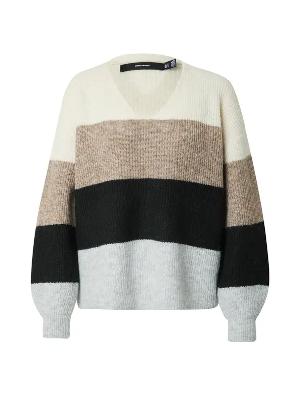 Vero Moda VERO MODA Pulover 'Esma'  bež / tamno bež / svijetloplava / crna