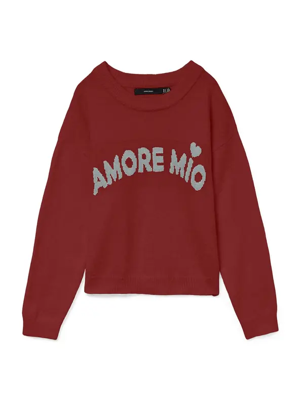 Vero Moda VERO MODA Pulover 'VMAMOREMIO'  hrđavo smeđa / svijetlosiva