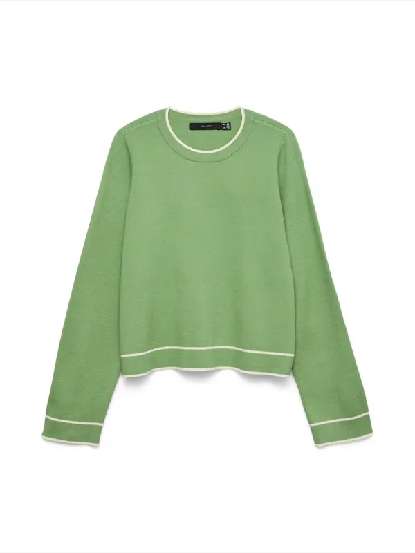 Vero Moda VERO MODA Pulover 'VMGOLD'  zelena / bijela