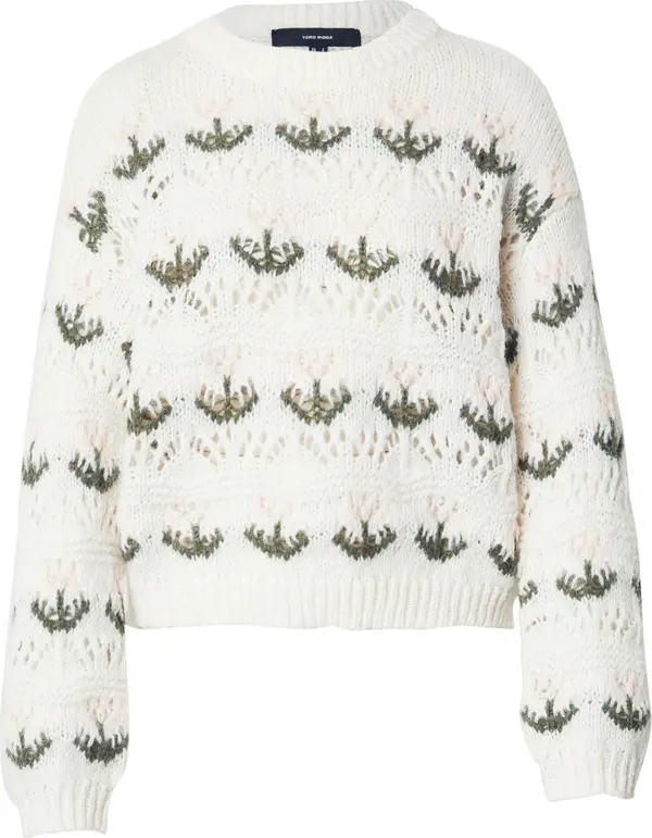 Vero Moda VERO MODA Pulover 'VMIdelle'  tamno zelena / roza / bijela