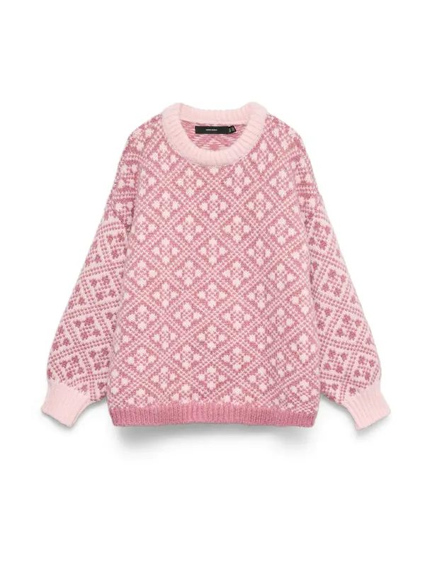 Vero Moda VERO MODA Pulover 'VMINGA'  rosé / ružičasto crvena / vuneno bijela