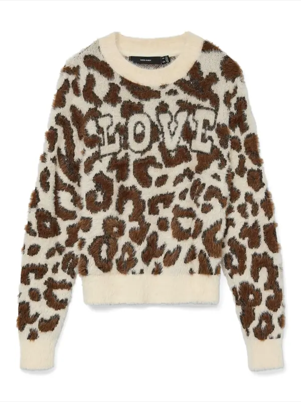 VERO MODA VERO MODA Pulover 'VMJUNGLE'  bež / smeđa / crna