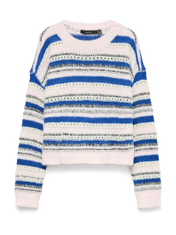 VERO MODA VERO MODA Pulover 'VMLENORA'  kraljevsko plava / roza / crna / bijela