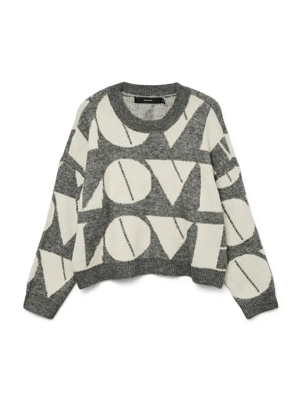 Vero Moda VERO MODA Pulover 'VMLOVE'  siva melange / bijela