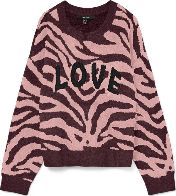 Vero Moda VERO MODA Pulover 'VMNEWKAI'  roza / boja vina / crna