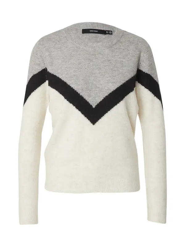 Vero Moda VERO MODA Pulover 'VMPLAZA'  siva melange / crna / bijela