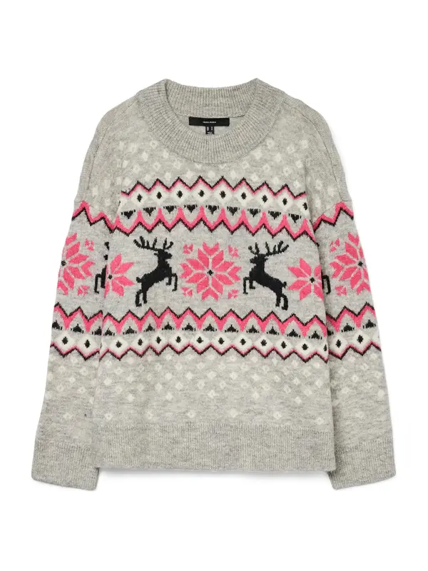 VERO MODA VERO MODA Pulover 'VMSANTANORDIC'  svijetlosiva / roza / crna / bijela